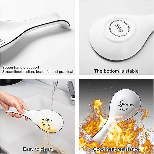 NJCharms Ceramic Spoon Rest for Stove Top, Porcelain Spoon Holder, Large Utensil Rest for Kitchen Counter, Spoon Rest for Spoon, Ladle, Spatula, Modern Farmhouse Kitchen Decor, 1 Pc