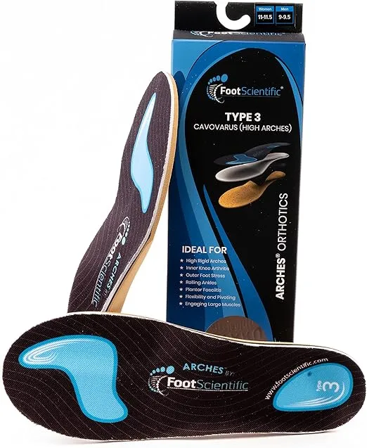 FootScientific¨ Arches Type 3 (High Arch) Orthotic Shoe Insoles, MenÕs Size 10-10.5 / WomenÕs Size 12-12.5