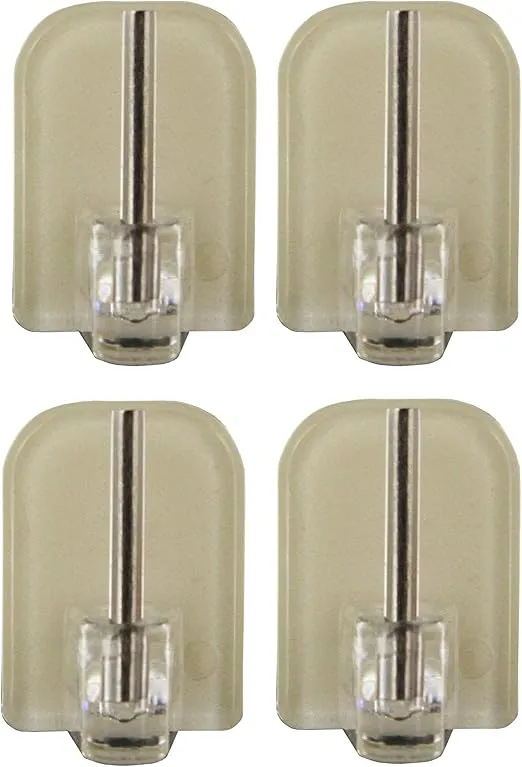 EVIDECO French Home Goods Self Adhesive Hooks Sash Rod Kitchen Curtains Set of 4 - Clear