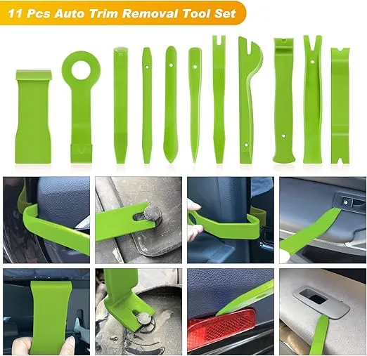GOOACC 19Pcs Trim Removal Tool Set Panel Fastener Clips Removal Automotive Plastic Upholstery Pliers Removal Install Removal Car Tool with Storage Bag for Trim Panel Audio Clip Pliers Terminal-Green