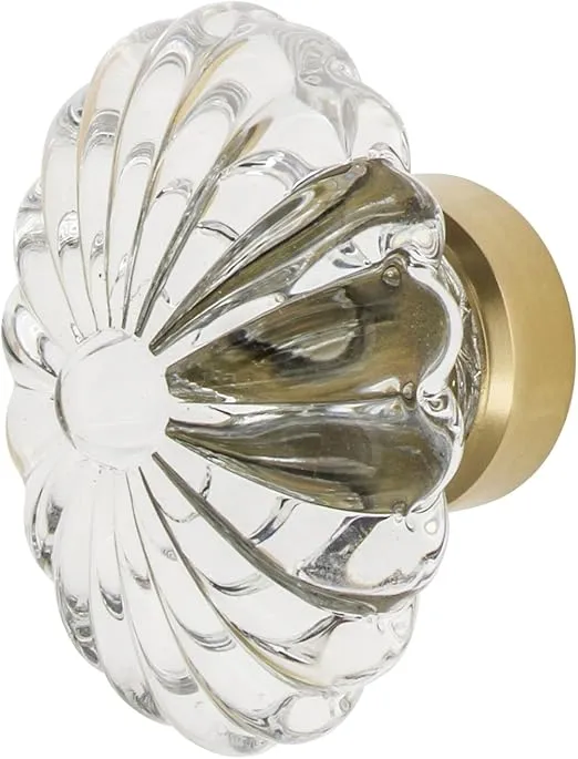 Nostalgic Warehouse 749996 Oval Fluted Crystal Cabinet Knob, 1-3/4", Polished Brass
