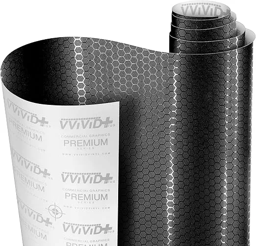 VViViD+ Honeycomb Matte Black Medium Pattern Car Wrap Vinyl (1ft x 5ft)