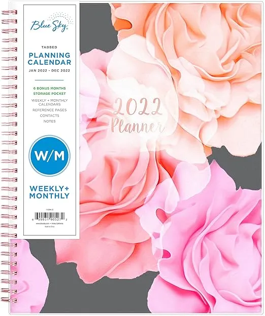Blue Sky 2022 Weekly & Monthly Planner, 8.5" x 11", Frosted Flexible Cover, Wirebound, Joselyn (110394-22)