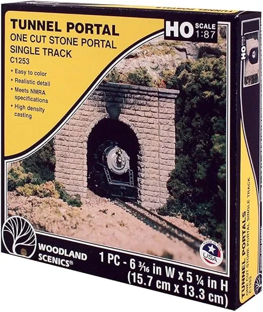 HO Single Tunnel Portal, Cut Stone