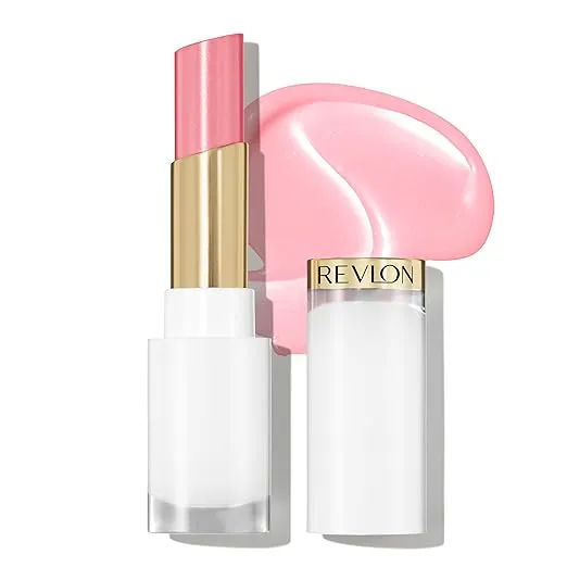 REVLON Super Lustrous Glass Shine Balm, Hydrating Tinted Lip Balm, Sheer, Glossy Shiny Finish, 002 Pink Flip, 0.11 oz