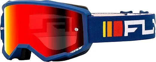 Fly Racing 2024 Adult Zone Goggle Navy/White with Red Mirror/Smoke Lens; 37-51521