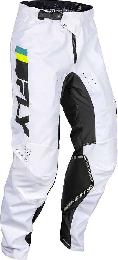Fly Racing 2024 Adult Kinetic Prix Pants (White/Black/Hi-Vis Size 34)