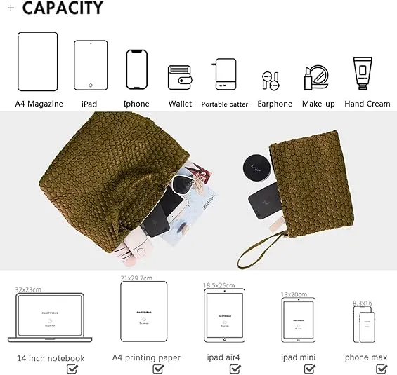 JINMANXUE Fashion Woven Bag Shopper Bag Travel Handbags and Purses Women Tote Bag Large Capacity Shoulder Bags