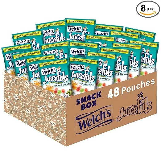 Welch's Juicefuls Juicy Fruit Snacks, Island Splash, Fruit Gushers, Bulk Pack, Perfect for School Lunches, Gluten Free, Individual Single Serve Bags, 1 oz (Pack of 48)