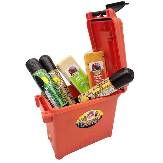 PEARSON RANCH SINCE 1959 High Caliber Exotic Meats Ammo Can Gift Set Includes Elk, Buffalo and Venison Summer Sausage and 2 Blocks of Cheese (5 Items Total Inside The Ammo Can)