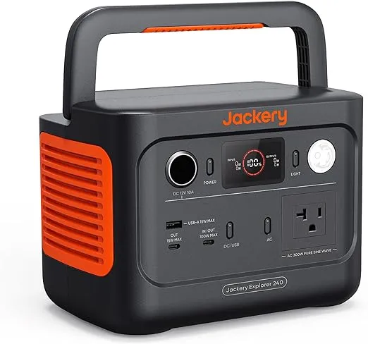 Jackery Explorer 240 v2 Portable Power Station 2024 New Version, 256Wh LiFePO4 Battery with 300W AC/100W USB-C Output, 1Hr Fast Charging, Versatile Scenarios-Outdoor/Camping/RV/Travel/Emergency Backup