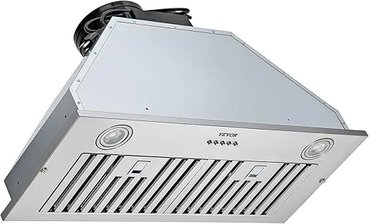 VEVOR Insert Range Hood, 800CFM 3-Speed, 30 Inch Stainless Steel Built-in Kitchen Vent with Push Button Control LED Lights Baffle Filters, Ducted/Ductless Convertible, ETL Listed…