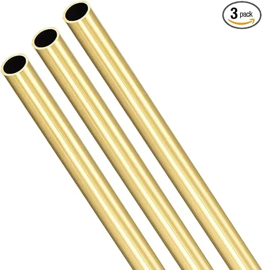 Brass Round Tube, 300mm Length 6.5mm OD 0.5mm Wall Thickness, Seamless Straight Pipe Tubing 3 Pcs