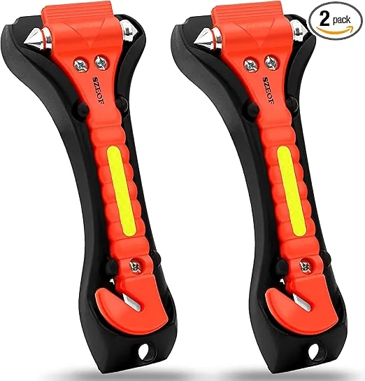 Car Window Breaker,Glass Breaker,Car Window Breaker and Seatbelt Cutter,Multi-Functional Car Safety Hammer,Car Emergency Kit,2 Packs(Orange)…