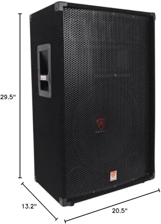 (2) Rockville RSG15 15 3-Way 1500 Watt 8-Ohm Passive DJ/Pro Audio PA Speaker Black