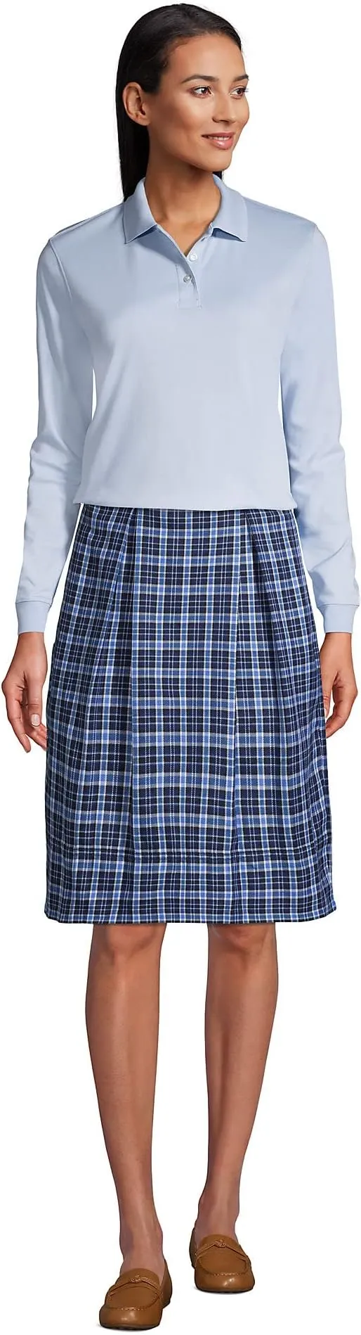 Lands' End School Uniform Women's Long Sleeve Interlock Polo Shirt