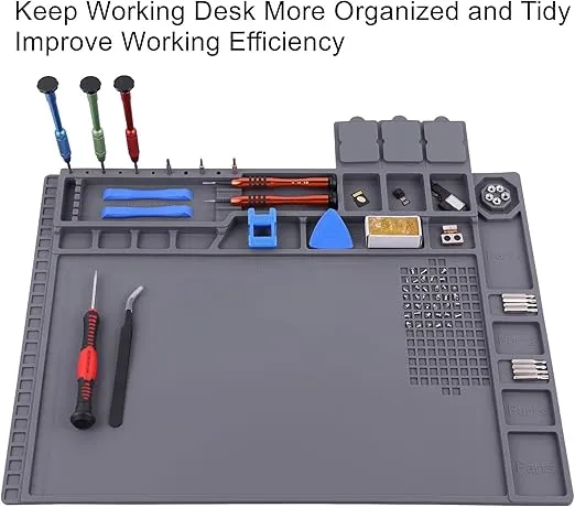 Premium Heat Resistant 932°F Magnetic Soldering Mat, 17.3'' x 11.8'' Electronics Repair Work Mat for Soldering, Electronics Computer Cellphone Repair, BGA Soldering Gun Iron Workbench Protection