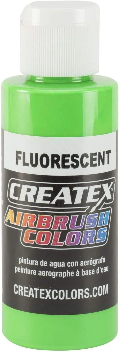 Createx Fluorescent Airbrush Color, Green, 2 oz, 12 Each