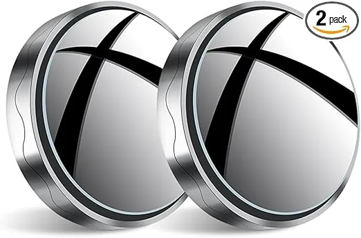 2Pcs Blind Spot Car Mirror, 2" Round Rear View Mirrors Frameless HD Glass 360 Degree Adjustable Wide-angle Suction Cup Design Side Blindspot Convex Universal Fit Automotive Accessories