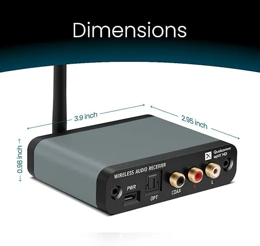 BLT-HD Bluetooth Receiver, True Hi-Fi Bluetooth v5.1 Audio Adapter with TI DAC,Analog Stereo RCA Output, Digital Coaxial and Optical Output with Enhanced Working Range