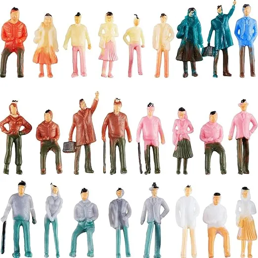 100 Pieces People Figurines 1:75 Scale Model Trains Architectural Plastic People Figures Tiny People Sitting and Standing for Miniature Scenes