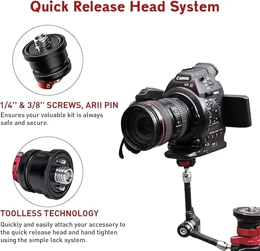 IFOOTAGE Magic Arm Clamp MA5-6, 11 Inches Adjustable Friction Power Articulating Magic Arm with 1/4" and 3/8" Thread Screw for DSLR Camera Rig/LCD Monitor/LED Lights