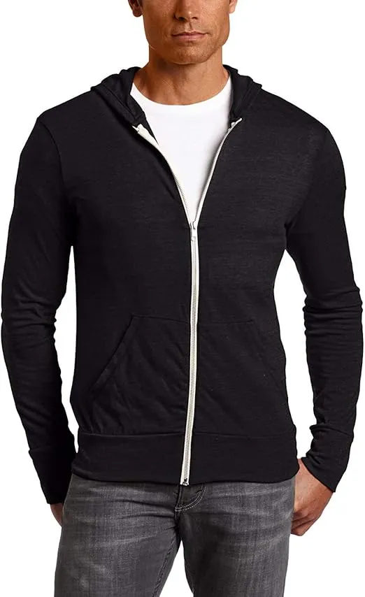 Alternative Men's Hoodie, Eco Zip Up Camo Triblend Jersey Hooded Sweatshirt