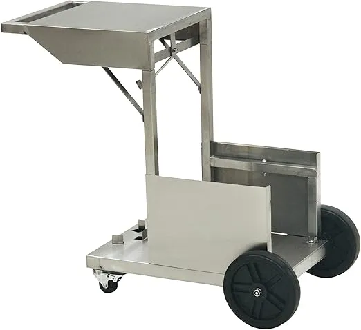Bayou Classic 700-185 Stainless Bayou Fryer Cart Features Rubber Wheels and Locking Casters Hook Mount for Propane Tank Perfect Accessory for 4-gal Bayou Classic Fryers