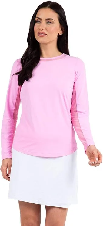 IBKUL Sun Protective UPF 50 Icefil Cooling Long Sleeve Crew Neck Top with Under Arm Mesh – 83000