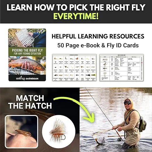 Ventures Fly Co. | 40 Premium Hand Tied Fly Fishing Flies Assortment | Fly Box Included | Dry, Wet, Nymphs, Streamers, Wooly Buggers, Terrestrials | Trout, Bass Lure Set, Kit