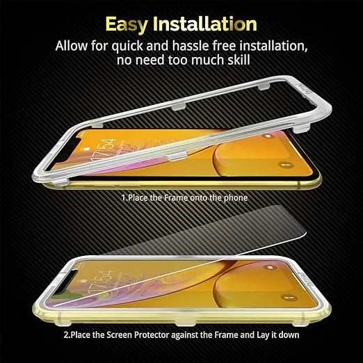 UNBREAKcable Shatterproof Tempered Glass Screen Protector for iPhone 11/ iPhone XR [3-Pack] [Easy Installation Frame] [9H Hardness] [99.99% HD Clear][Bubble Free] for Apple 6.1''