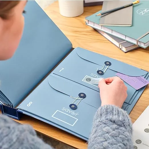 Savor | The Folio Document Organizer | Custom Dyed Cloth Bound Expanding File Folder for Important Papers, Emergency Binder, Birth Certificates, Social Security Cards, Passports, and Letters