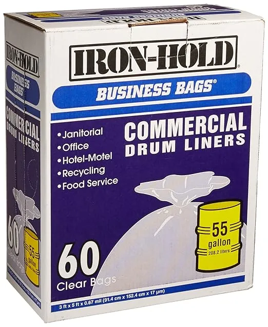 iron-hold business bags commercial drum liners 60 ct 55 gallon