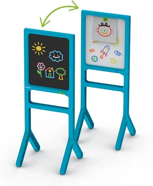 Discovery™ Glow Easel Dual-Sided Art Station – 34” Floor Standing Easel with Light Board, Whiteboard, 6 Neon Dry-Erase Markers| Detachable Drawing Tablet| Coloring Doodle Pad| Arts & Crafts for Kids