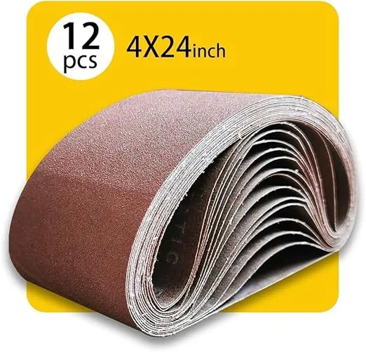 4 x 24 Inch Assorted Sanding Belts | Premium Aluminum Oxide Sanding Belt Assortment | Premium Sander Sandpaper – 12 Pack, 4 each of 80/120 / 150 Grit