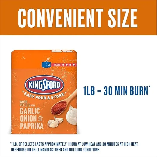 Kingsford Signature Flavors Wood Pellets with Garlic, Onion and Paprika, Hickory Wood Blend, 100% Real Spice - For All BBQ Grills & Smokers, 18 lbs