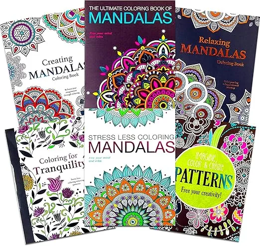Adult Coloring Book Set: 6 Book Set - 4 Mandalas Books Plus Pattens and Tranquility - Quality Thick Easy Tear-Out Pages! (Standard) (Original Version)