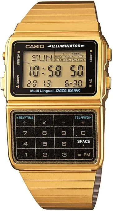 Casio #DBC611G-1D Men's Gold Tone 25 Memory Calculator Databank Watch