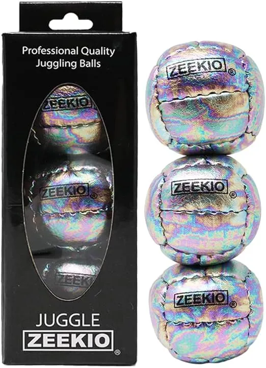 Zeekio Galaxy Juggling Balls - Premium 12 Panel Genuine Leather Balls - 130g - 67mm - Pack of 3 - Cosmo
