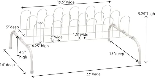 Household Essentials 9-Pair Wire Shoe Rack, White