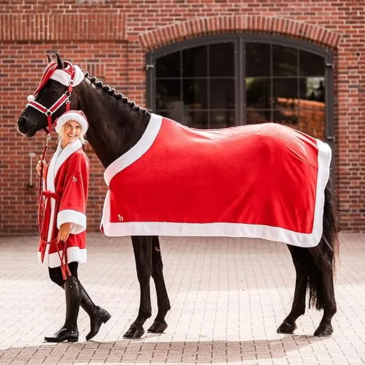 HORZE Santa Hat for Helmets | Fits Over Equestrian, Motorcycle Helmet, Hard Hat | 8" Diameter, Stretches to 10.5"
