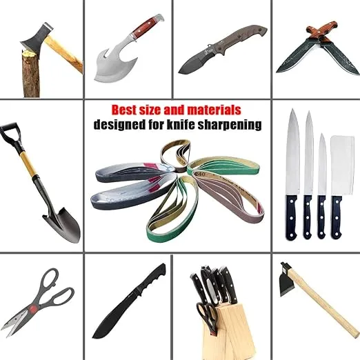 24 Pcs 1/2" x 12" Replacement Belt Kit for Work Sharp Original Knife & Tool Sharpener and Combo Knife Sharpener (WSKTS & WSKTS-KT) - 80/120/240/400/1000/1200 Grits