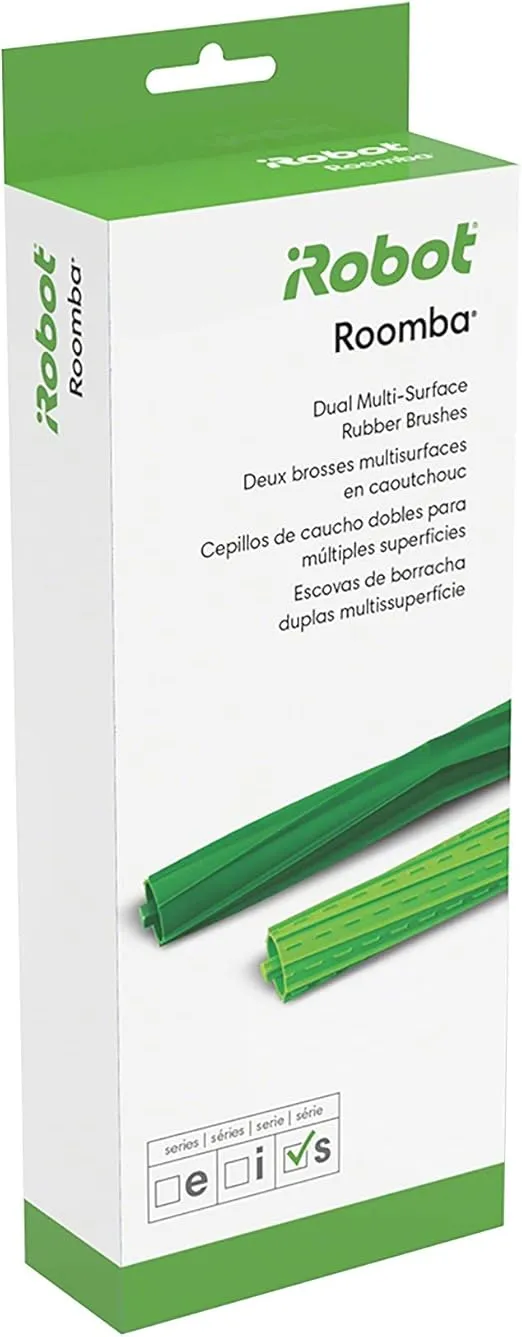 iRobot Authentic Replacement Parts- Roomba s Series Replacement Dual Multi-Surface Rubber Brushes, Green