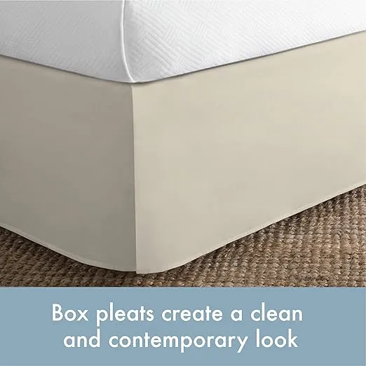 Today’s Home Classic Tailored Bed Skirt Dust Ruffle, Cotton Blend Design, 14" Drop Length, Queen, Ivory