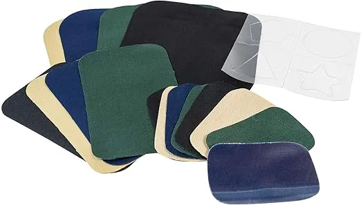 SINGER Iron-On Repair Kit, 16 Assorted Twill Repair Patches
