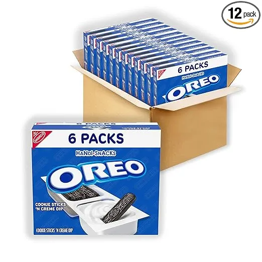 Handi-Snacks OREO Cookie Sticks 'N Crème Dip Snack, 12 Boxes of 6 - 1 oz (72 Total Packs)
