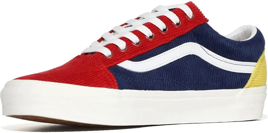 Vans Unisex Old Skool, Cord/Red/Blue/Yellow, 8.5 Women/7 Men, Cord red Blue Yellow, 6.5-8