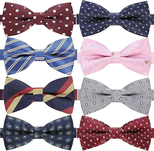 AUSKY 8 PACKS Elegant Adjustable Pre-tied Bow Ties for Men Boys (1&4&5&6&8 Pack for option)