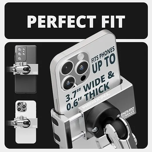 Tackform Chrome Motorcycle Perch/Brake/Clutch Reservoir Phone Mount - Vibration Dampening 20MAXX Spring Cradle | 3.5” Long Reach Arm | Aluminum | Compatible with Harley-Davidson, Gold Wing, More