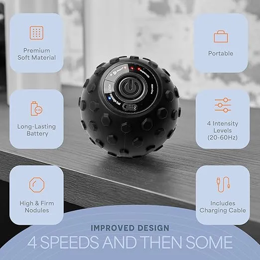 LifePro 4-Speed Vibrating Massage Ball - Peanut Massager Combines a Lacrosse Ball with Vibrating Foam Roller | Vibration Roller for Recovery, Mobility & Deep Tissue Trigger Point Therapy